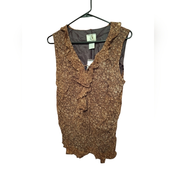 Ice Tops - ICE Vintage Y2K Top  100% Silk Ruffled Dark Fairy Whimsigoth festival Plus 1X